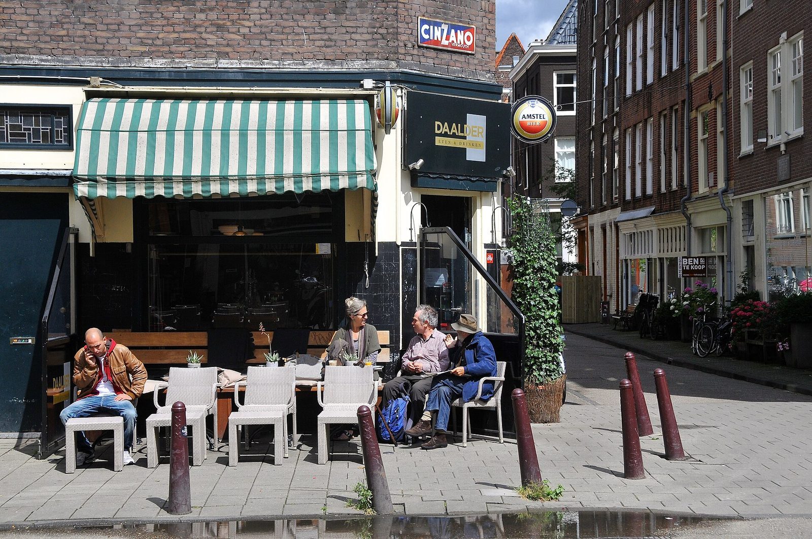 Fachada do Café De Wandeling, Palmgracht, Amsterdam; foto do local, não recomendação comercial.